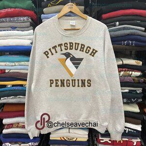 Vintage 1993 Pittsburgh Penguins Hockey Crewneck Sweatshirt, Retro NHL Shirt Tee